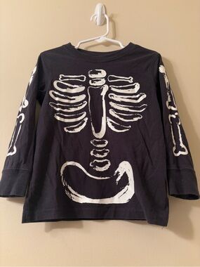 Carter's Boys Glow In The Dark Black Long-Sleeve Skeleton Graphic Shirt Size 3T